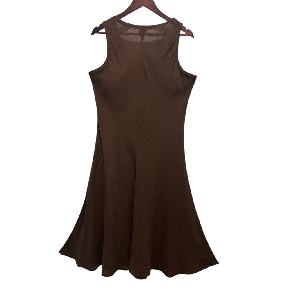EILEEN FISHER Brown Linen Blend Sleeveless Midi A-Line Dress Size M Minimalist - Picture 5 of 8